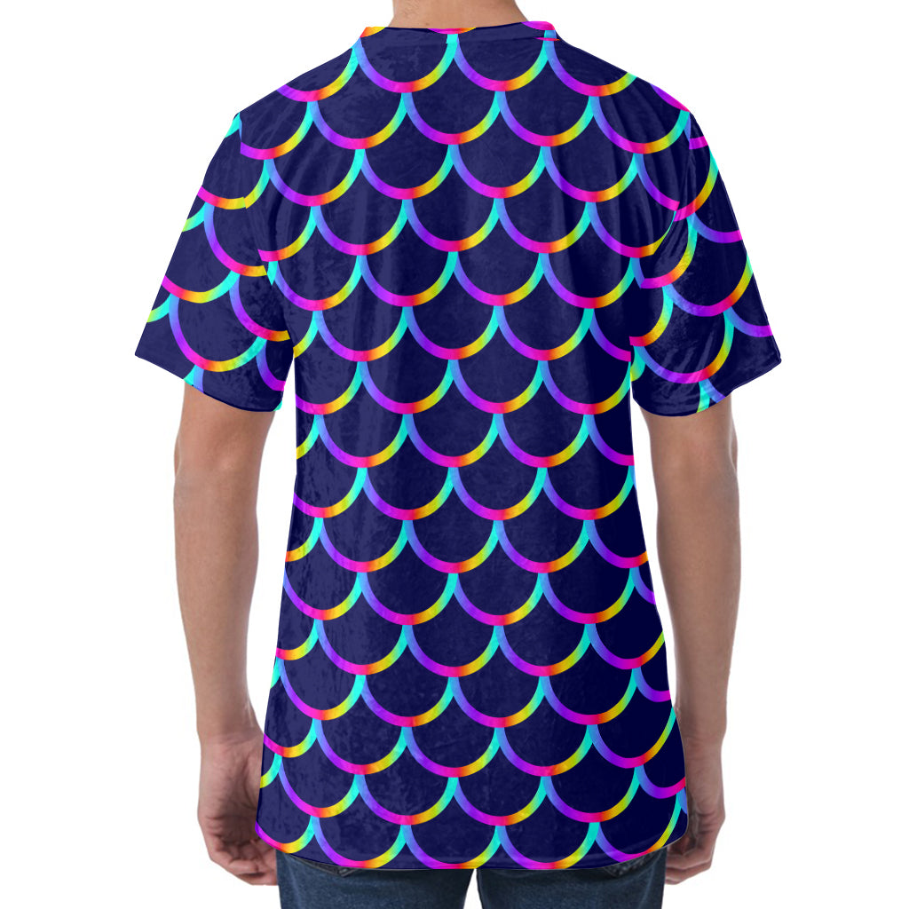 Mermaid Scales Pattern Print Men's Velvet T-Shirt