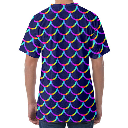 Mermaid Scales Pattern Print Men's Velvet T-Shirt