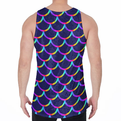 Mermaid Scales Pattern Print Men's Velvet Tank Top