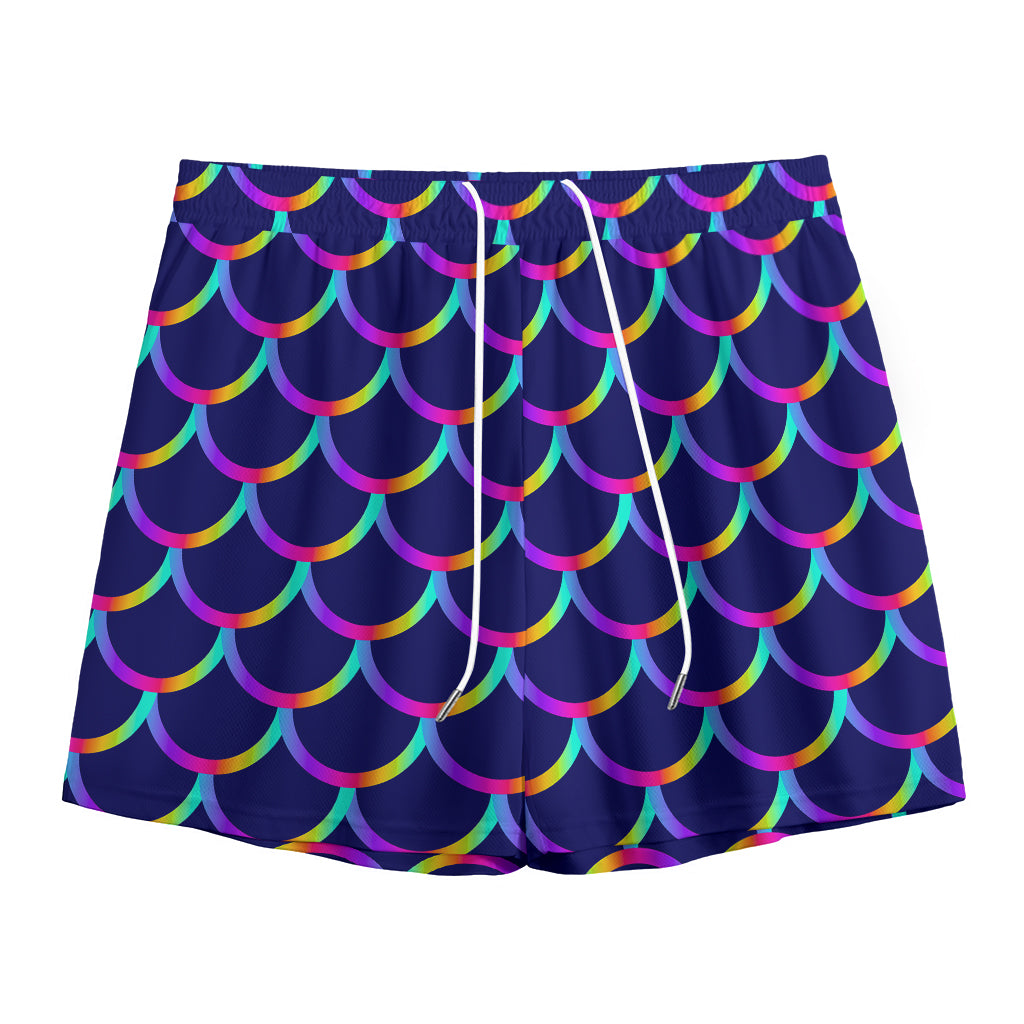 Mermaid Scales Pattern Print Mesh Shorts