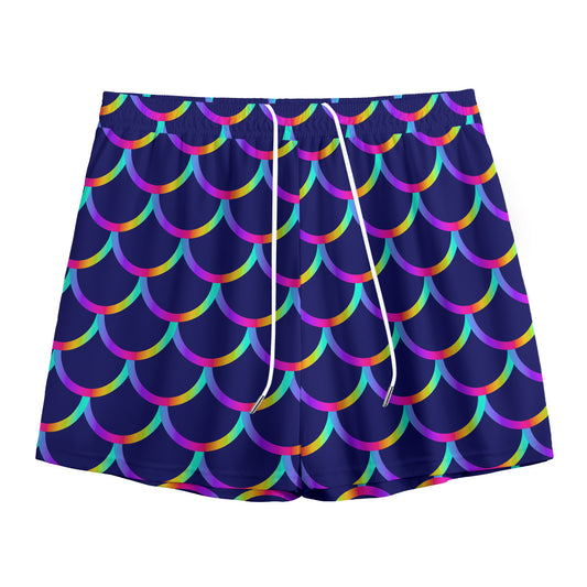 Mermaid Scales Pattern Print Mesh Shorts