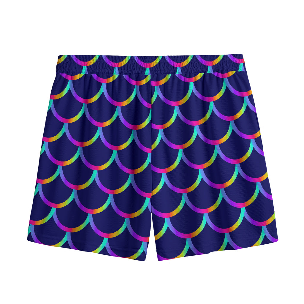 Mermaid Scales Pattern Print Mesh Shorts