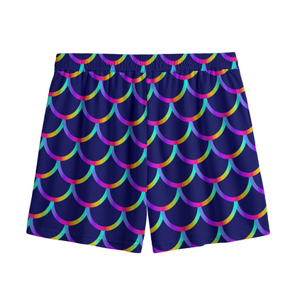 Mermaid Scales Pattern Print Mesh Shorts
