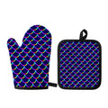 Mermaid Scales Pattern Print Oven Mitt And Pot Holder Set