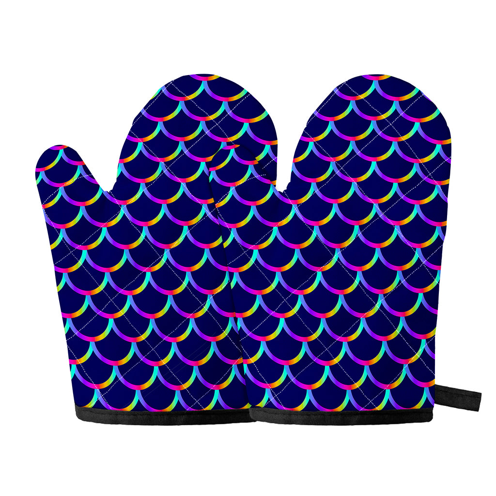Mermaid Scales Pattern Print Oven Mitts