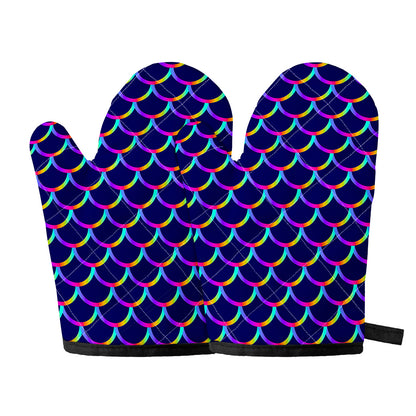 Mermaid Scales Pattern Print Oven Mitts