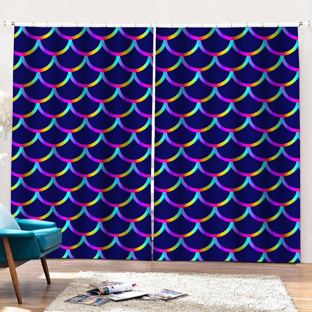 Mermaid Scales Pattern Print Pencil Pleat Curtains