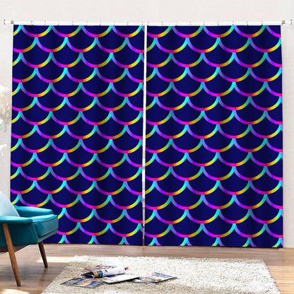 Mermaid Scales Pattern Print Pencil Pleat Curtains