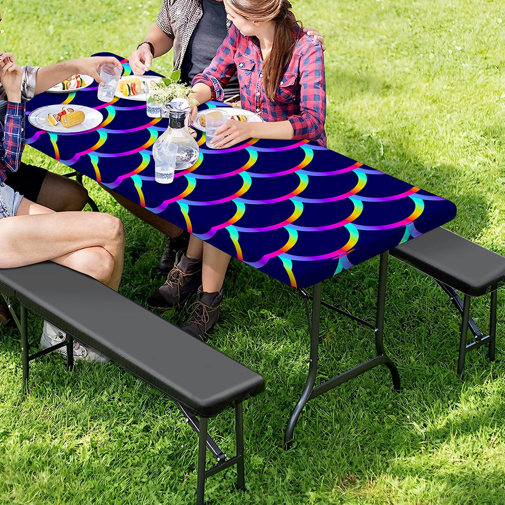 Mermaid Scales Pattern Print Picnic Table Cover