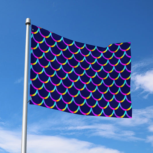 Mermaid Scales Pattern Print Polyester Flag