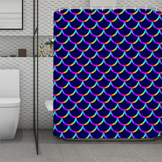 Mermaid Scales Pattern Print Polyester Shower Curtain