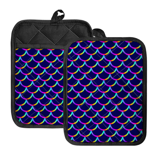 Mermaid Scales Pattern Print Pot Holders With Pocket