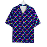 Mermaid Scales Pattern Print Rayon Hawaiian Shirt
