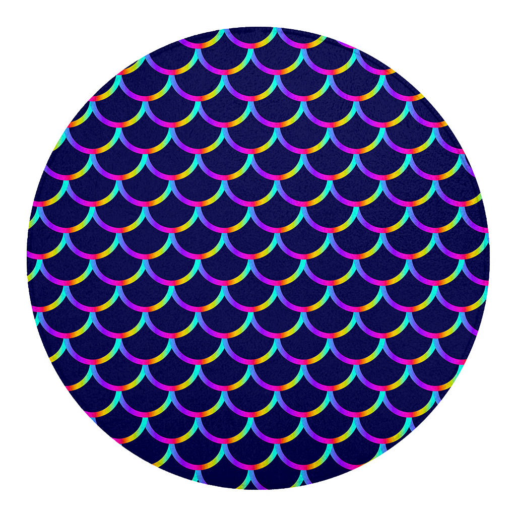 Mermaid Scales Pattern Print Round Blanket
