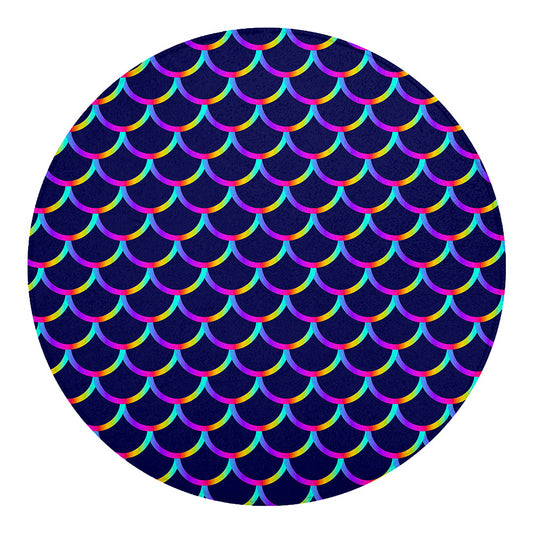 Mermaid Scales Pattern Print Round Blanket