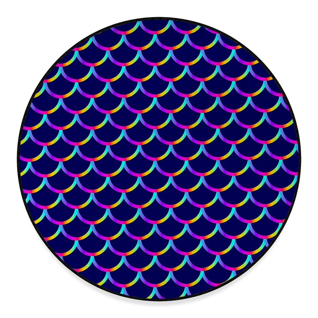 Mermaid Scales Pattern Print Round Floor Mat