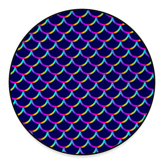 Mermaid Scales Pattern Print Round Floor Mat