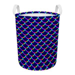 Mermaid Scales Pattern Print Round Laundry Basket