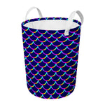 Mermaid Scales Pattern Print Round Laundry Basket