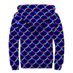 Mermaid Scales Pattern Print Sherpa Lined Zip Up Hoodie