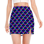 Mermaid Scales Pattern Print Side Slit Mini Skirt