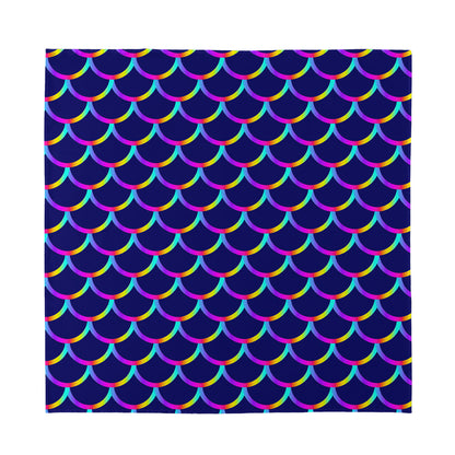 Mermaid Scales Pattern Print Silk Bandana