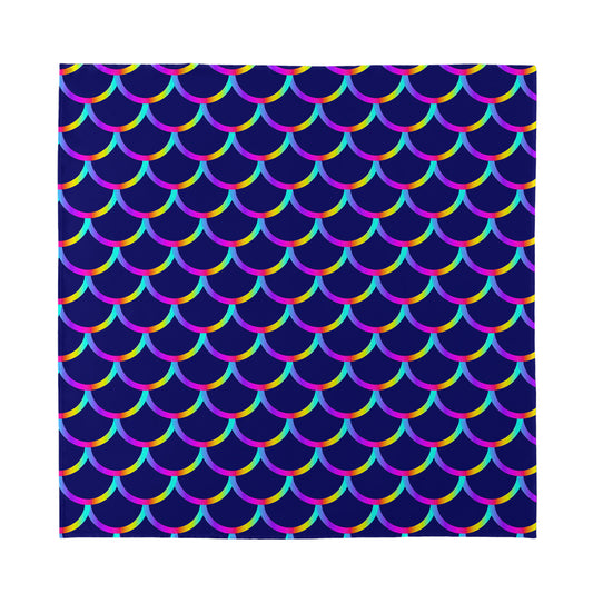 Mermaid Scales Pattern Print Silk Bandana