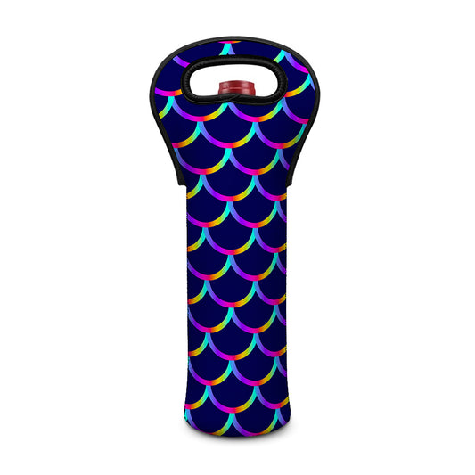 Mermaid Scales Pattern Print Single Neoprene Wine Tote