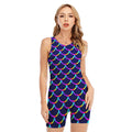 Mermaid Scales Pattern Print Sleeveless One Piece Swimsuit