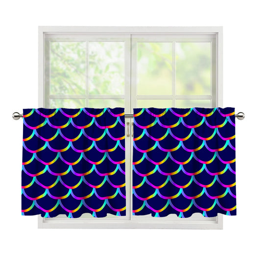 Mermaid Scales Pattern Print Tier Curtains