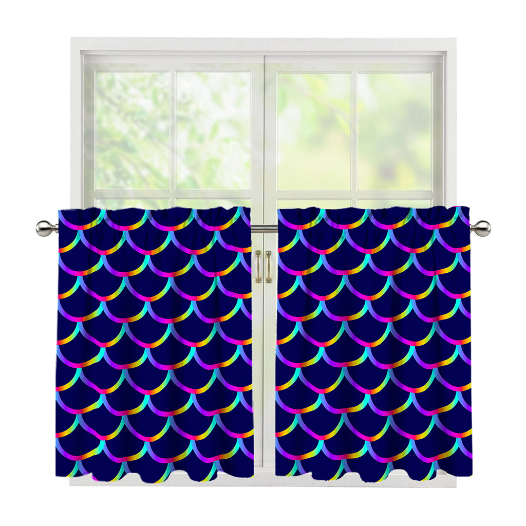 Mermaid Scales Pattern Print Tier Curtains