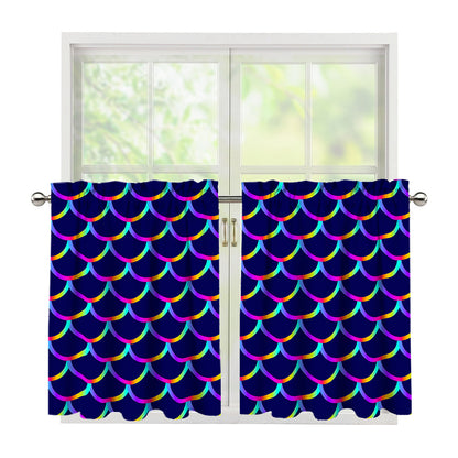 Mermaid Scales Pattern Print Tier Curtains