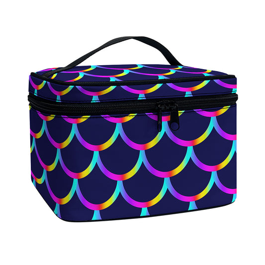 Mermaid Scales Pattern Print Travel Makeup Bag