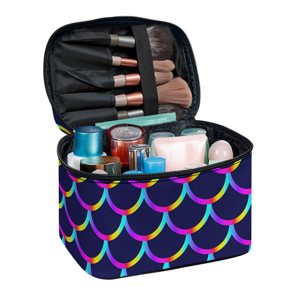 Mermaid Scales Pattern Print Travel Makeup Bag