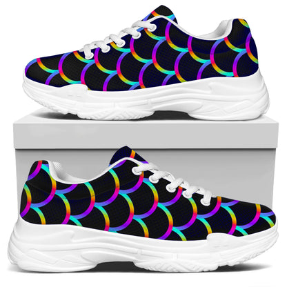 Mermaid Scales Pattern Print White Chunky Shoes