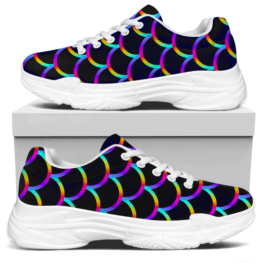 Mermaid Scales Pattern Print White Chunky Shoes