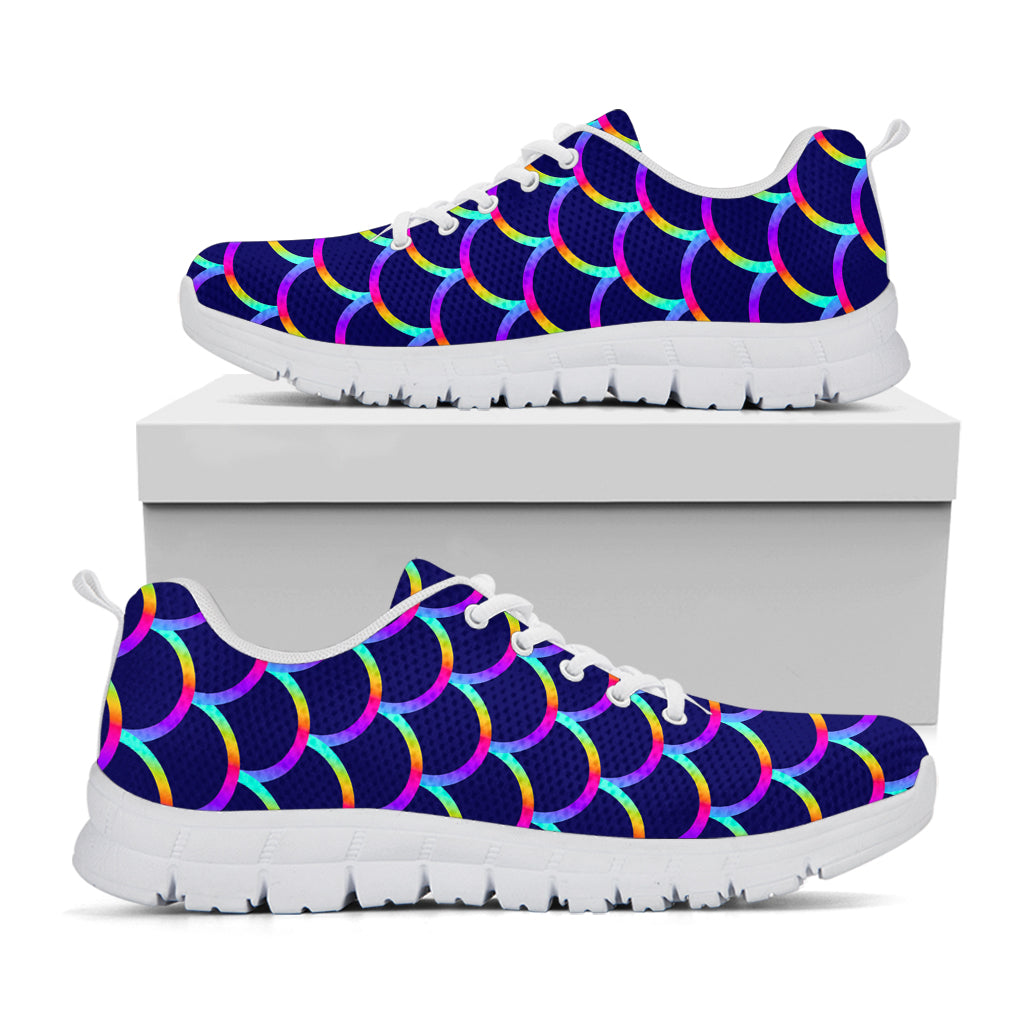 Mermaid Scales Pattern Print White Running Shoes