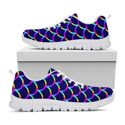 Mermaid Scales Pattern Print White Running Shoes