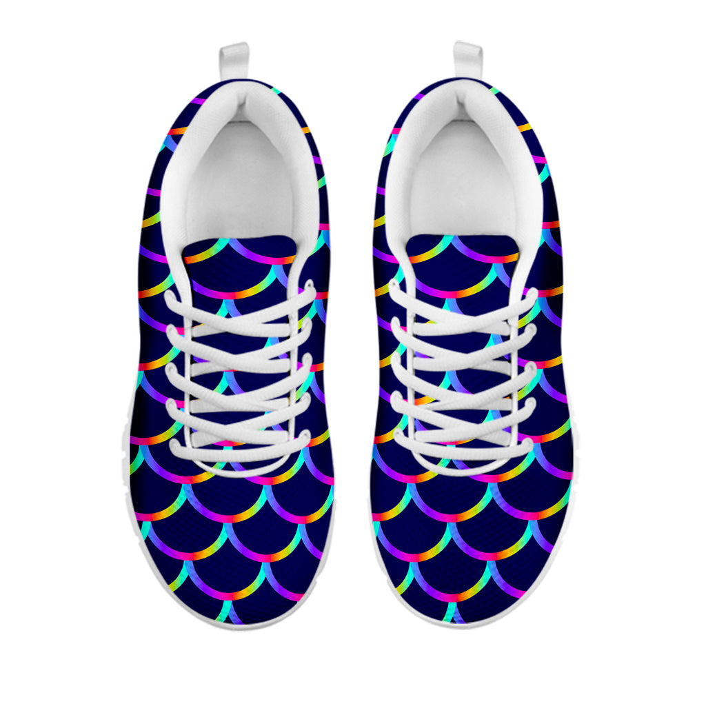 Mermaid Scales Pattern Print White Running Shoes