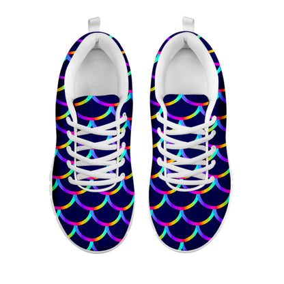 Mermaid Scales Pattern Print White Running Shoes