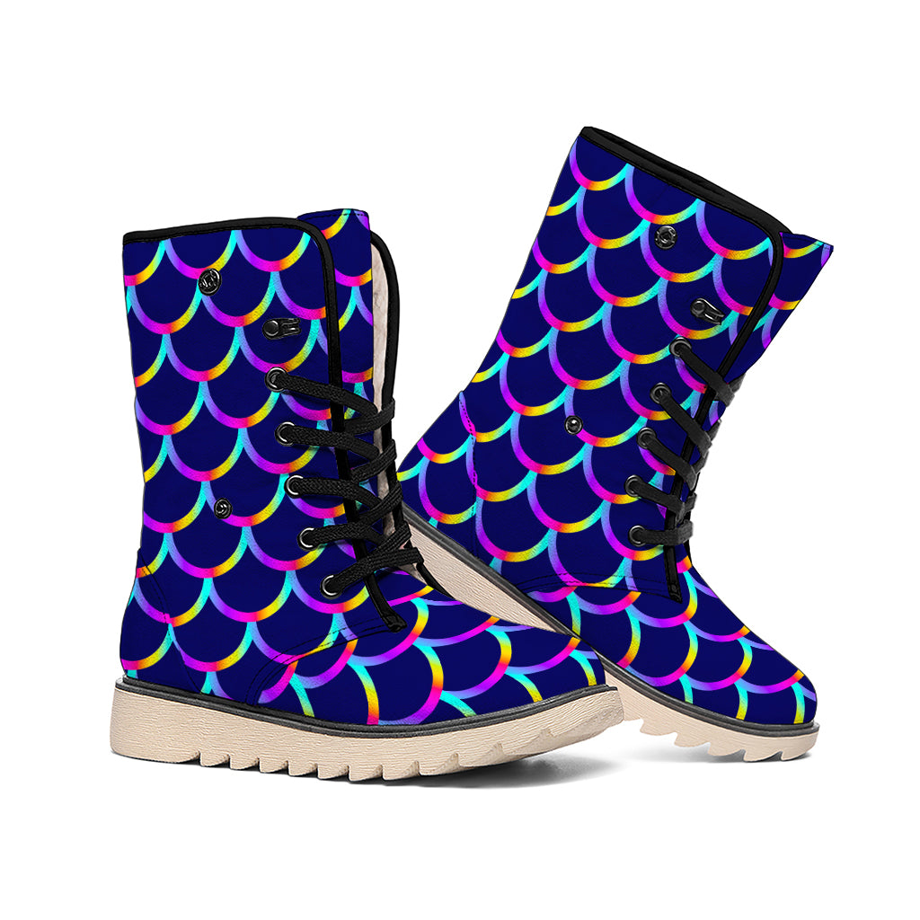 Mermaid Scales Pattern Print Winter Boots