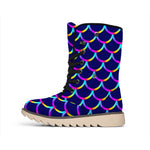 Mermaid Scales Pattern Print Winter Boots