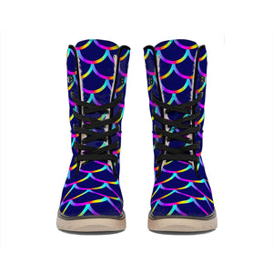 Mermaid Scales Pattern Print Winter Boots