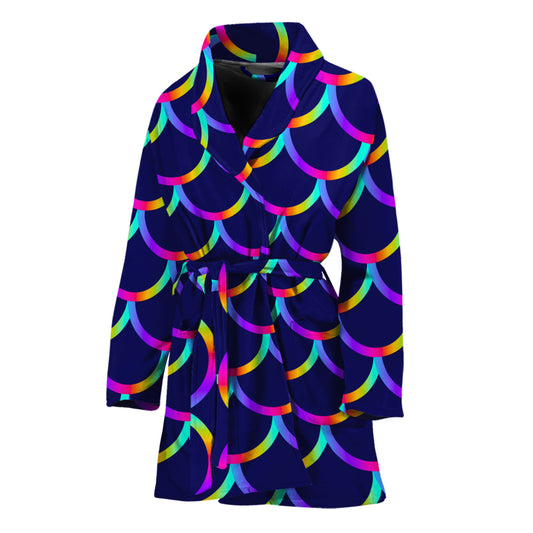 Mermaid Scales Pattern Print Women's Bathrobe