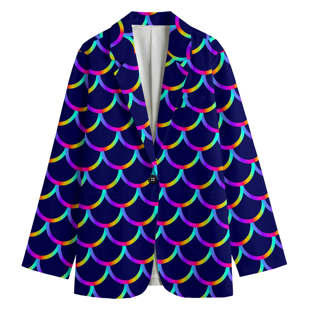 Mermaid Scales Pattern Print Women's Blazer