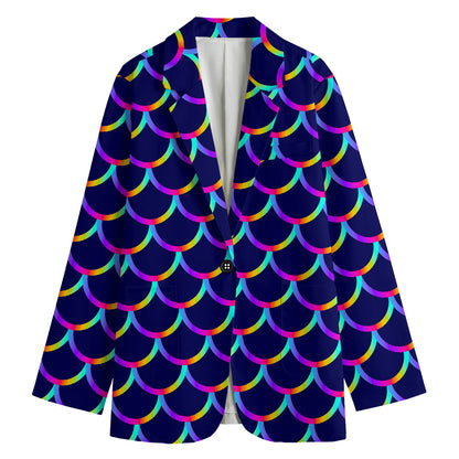 Mermaid Scales Pattern Print Women's Blazer
