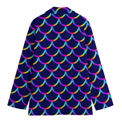 Mermaid Scales Pattern Print Women's Blazer