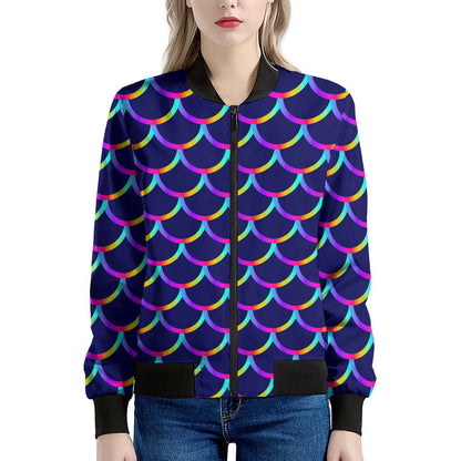 Mermaid Scales Pattern Print Women's Bomber Jacket