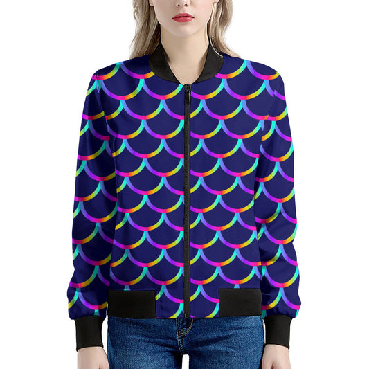 Mermaid Scales Pattern Print Women's Bomber Jacket