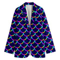 Mermaid Scales Pattern Print Women's Cotton Blazer